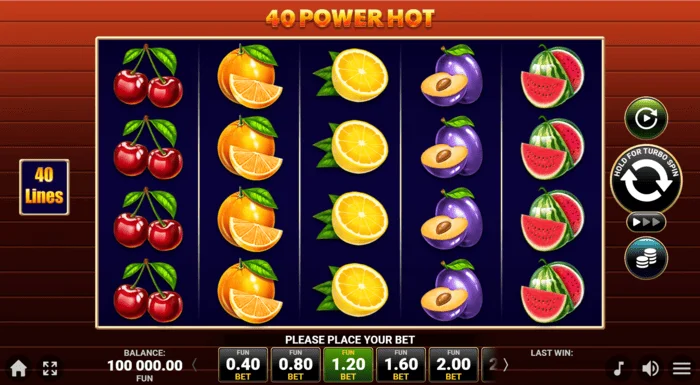 40 Power Hot Coin Boost display ng laro